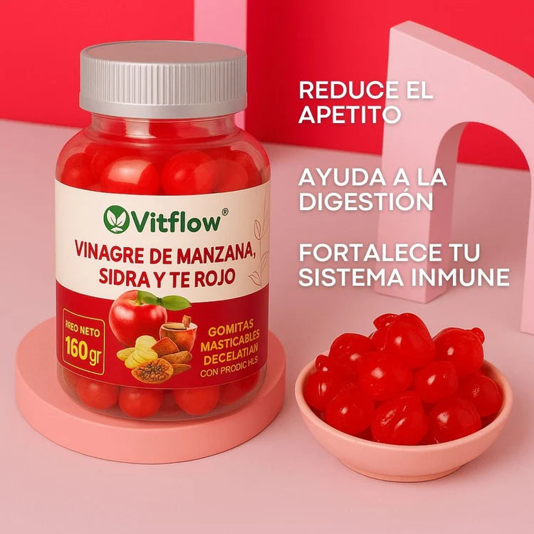 Vitflow | Gomitas Vinagre Sidra de Manzana | Quema Grasa