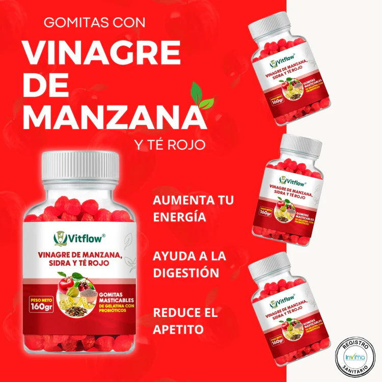 Vitflow | Gomitas Vinagre Sidra de Manzana | Quema Grasa