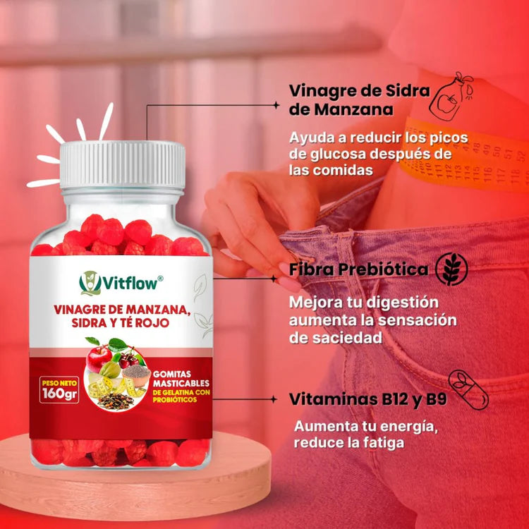 Vitflow | Gomitas Vinagre Sidra de Manzana | Quema Grasa