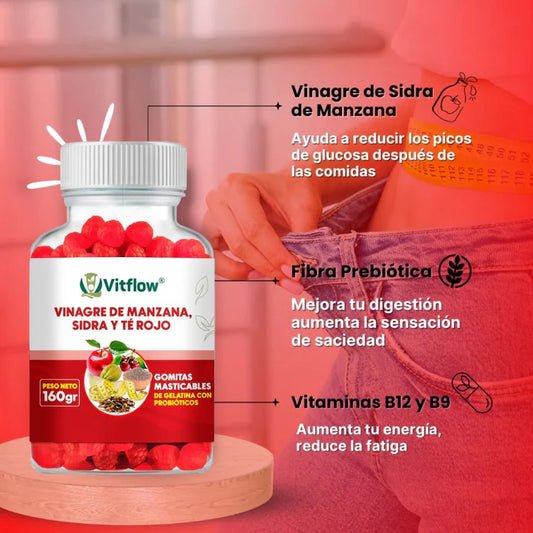 Vitflow | Gomitas Vinagre Sidra de Manzana | Quema Grasa