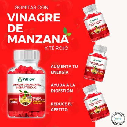 Vitflow | Gomitas Vinagre Sidra de Manzana | Quema Grasa